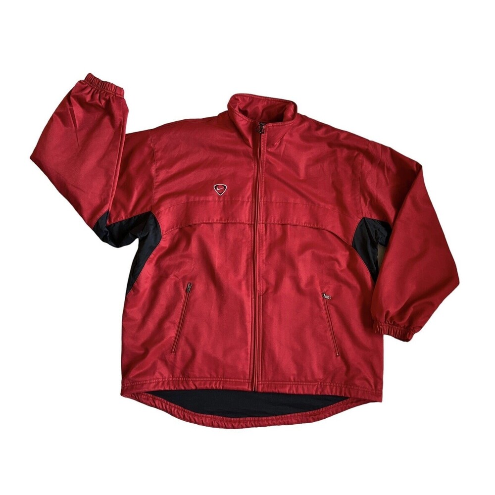 Vintage Y2K Nike Team Men Full Zip Jacket Size L Red Windbreaker Streetwear 2000
